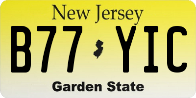 NJ license plate B77YIC