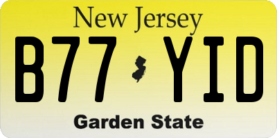 NJ license plate B77YID