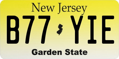 NJ license plate B77YIE