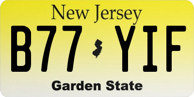 NJ license plate B77YIF