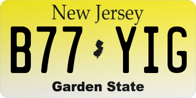 NJ license plate B77YIG