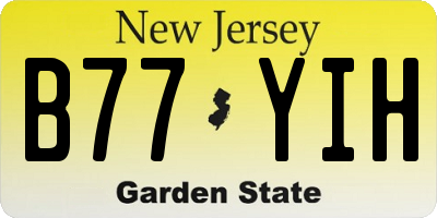 NJ license plate B77YIH