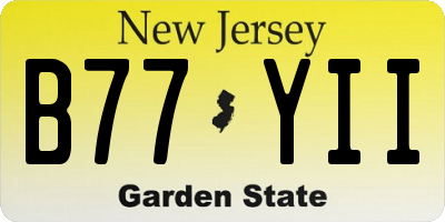 NJ license plate B77YII