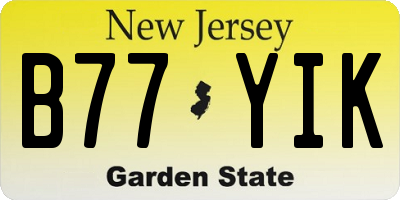 NJ license plate B77YIK