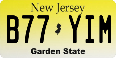 NJ license plate B77YIM