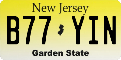 NJ license plate B77YIN