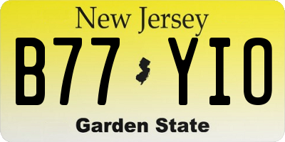 NJ license plate B77YIO