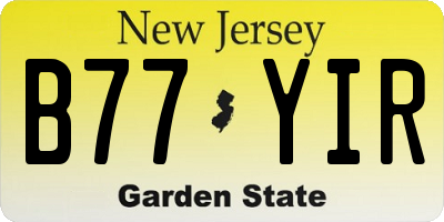 NJ license plate B77YIR