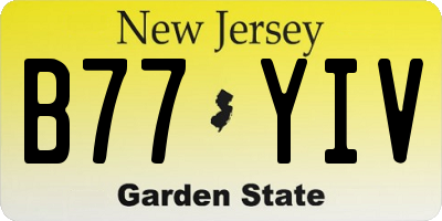 NJ license plate B77YIV