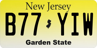 NJ license plate B77YIW