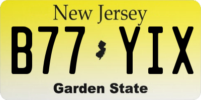 NJ license plate B77YIX