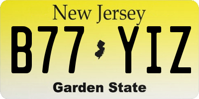 NJ license plate B77YIZ