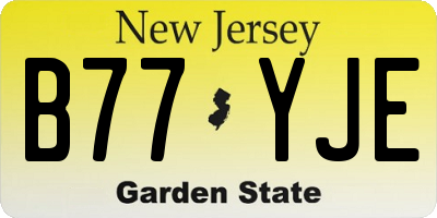 NJ license plate B77YJE