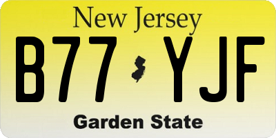 NJ license plate B77YJF
