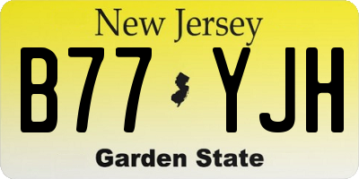 NJ license plate B77YJH