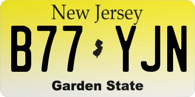 NJ license plate B77YJN