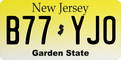 NJ license plate B77YJO