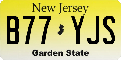NJ license plate B77YJS
