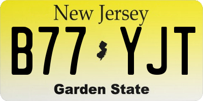 NJ license plate B77YJT
