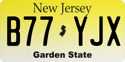 NJ license plate B77YJX