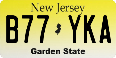NJ license plate B77YKA