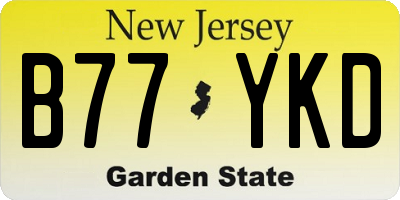 NJ license plate B77YKD
