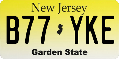 NJ license plate B77YKE
