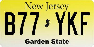 NJ license plate B77YKF