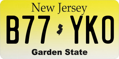 NJ license plate B77YKO