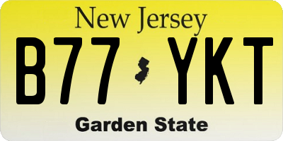 NJ license plate B77YKT