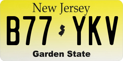 NJ license plate B77YKV