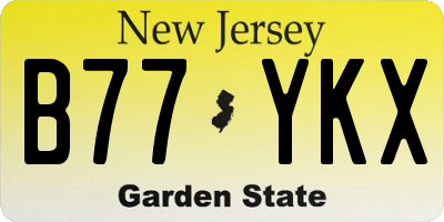 NJ license plate B77YKX