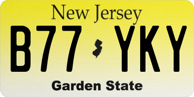 NJ license plate B77YKY
