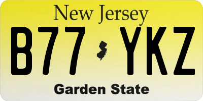 NJ license plate B77YKZ