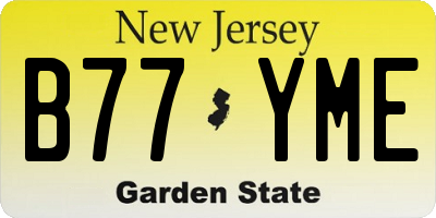 NJ license plate B77YME