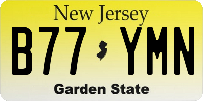 NJ license plate B77YMN