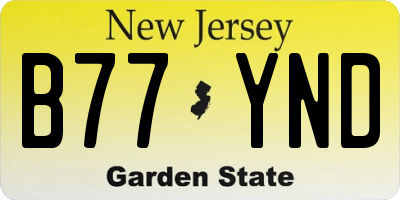 NJ license plate B77YND