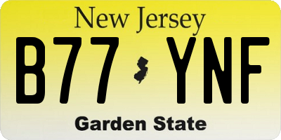 NJ license plate B77YNF