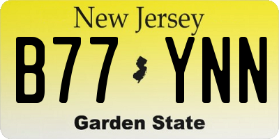 NJ license plate B77YNN