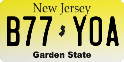 NJ license plate B77YOA