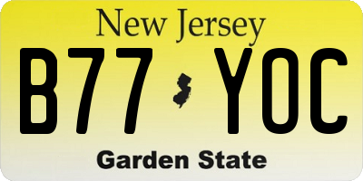 NJ license plate B77YOC