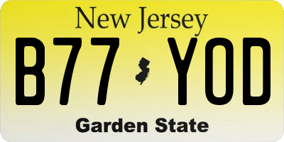 NJ license plate B77YOD