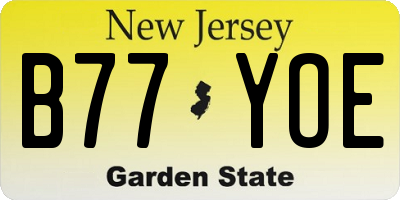 NJ license plate B77YOE