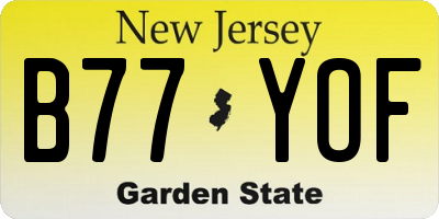 NJ license plate B77YOF