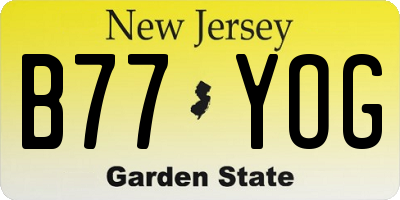 NJ license plate B77YOG
