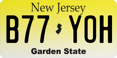 NJ license plate B77YOH
