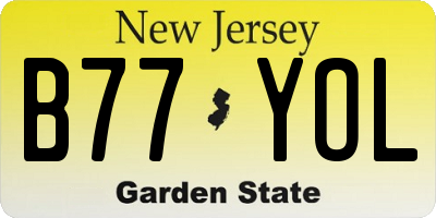NJ license plate B77YOL