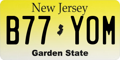 NJ license plate B77YOM