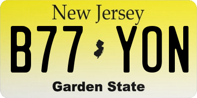 NJ license plate B77YON