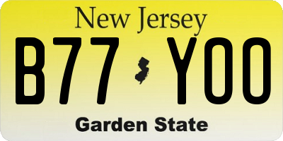 NJ license plate B77YOO